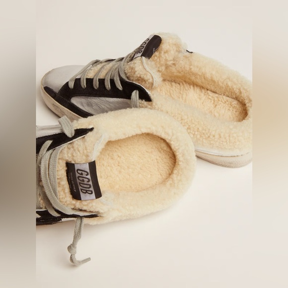 SOLD Golden Goose Sabot Super Star Slip on Shearling Sneaker Silver size 39 - Picture 3 of 15